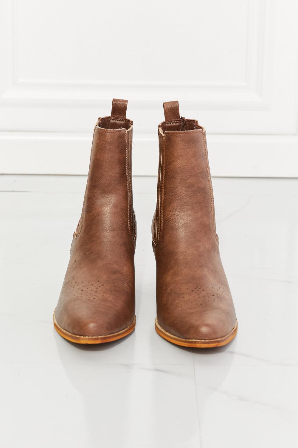 MMShoes Stacked Heel Chestnut Women's Chelsea Boots - MXSTUDIO.COM