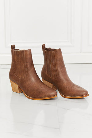 MMShoes Stacked Heel Chestnut Women's Chelsea Boots - MXSTUDIO.COM