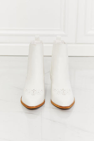 MMShoes Stacked Heel White Chelsea Boots - MXSTUDIO.COM