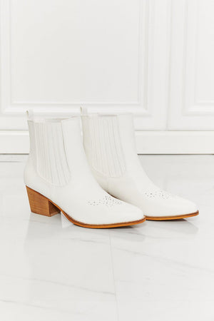 MMShoes Stacked Heel White Chelsea Boots - MXSTUDIO.COM