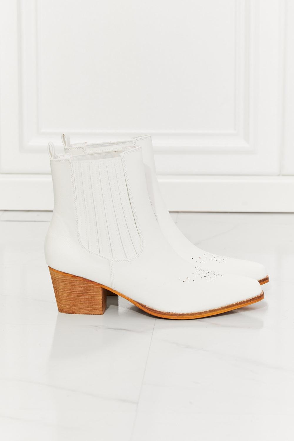 MMShoes Stacked Heel White Chelsea Boots - MXSTUDIO.COM