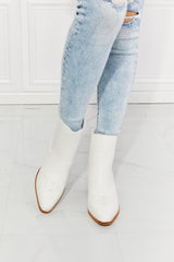 MMShoes Stacked Heel White Chelsea Boots - MXSTUDIO.COM