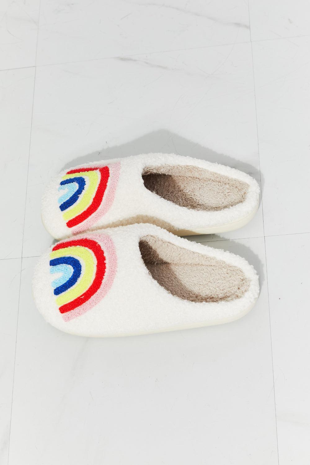 MMShoes Start A Day Rubber Sole Rainbow Plush Slippers - MXSTUDIO.COM