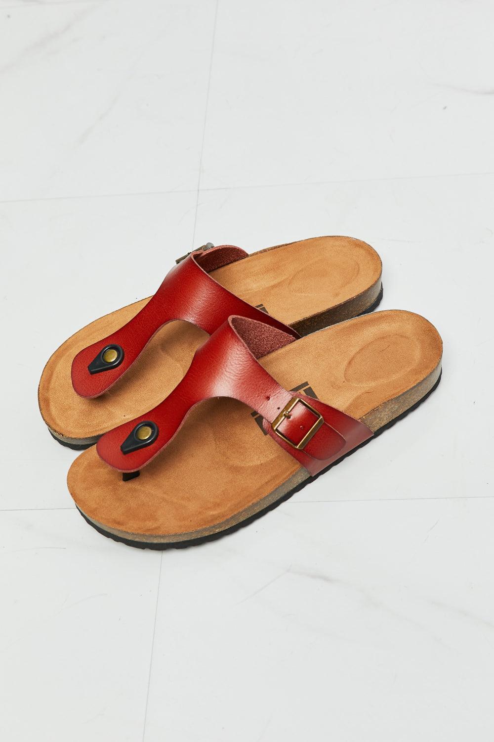 MMShoes T-Strap Open Toe Red Flip-Flops - MXSTUDIO.COM