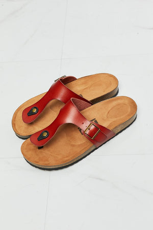 MMShoes T-Strap Open Toe Red Flip-Flops - MXSTUDIO.COM
