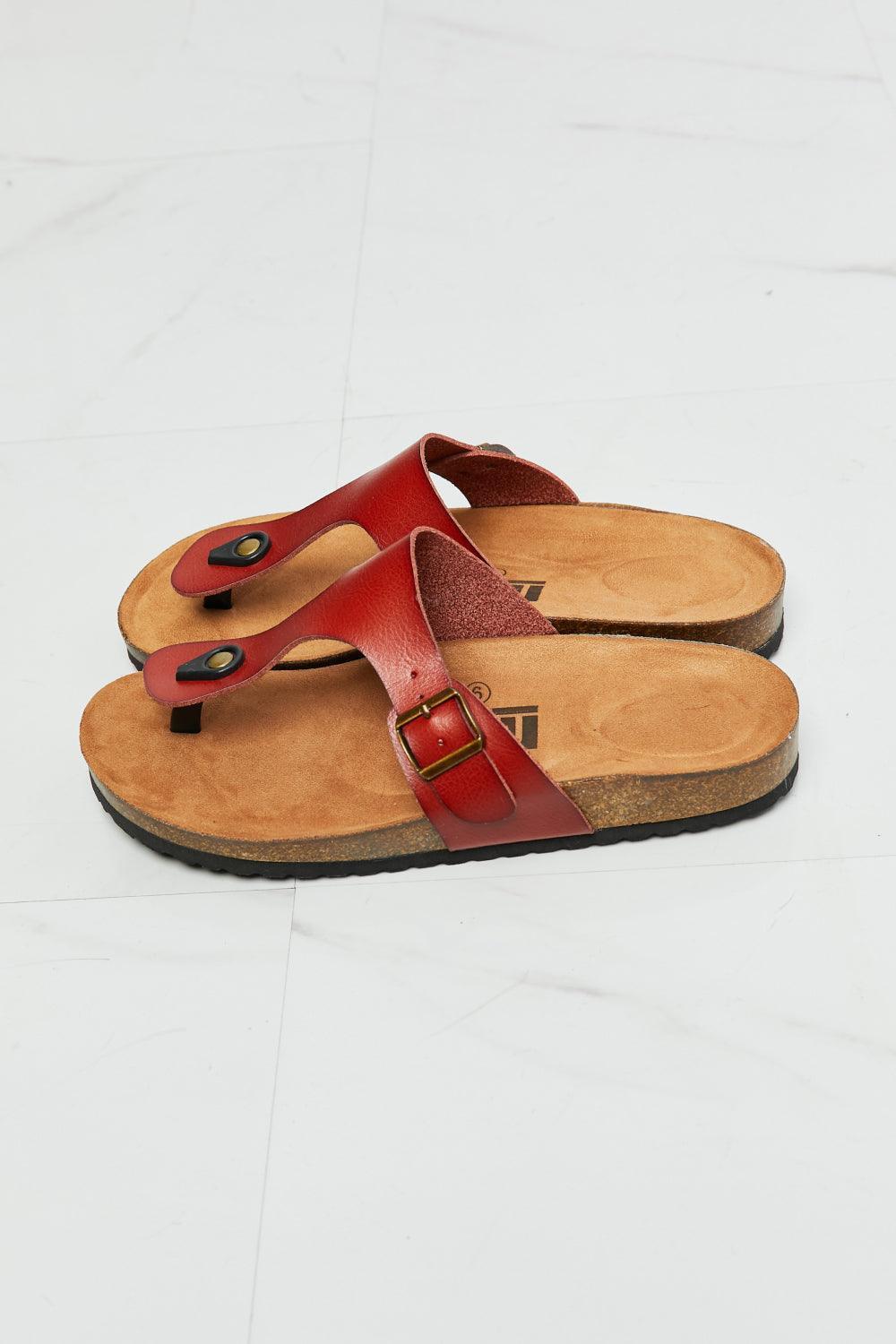 MMShoes T-Strap Open Toe Red Flip-Flops - MXSTUDIO.COM