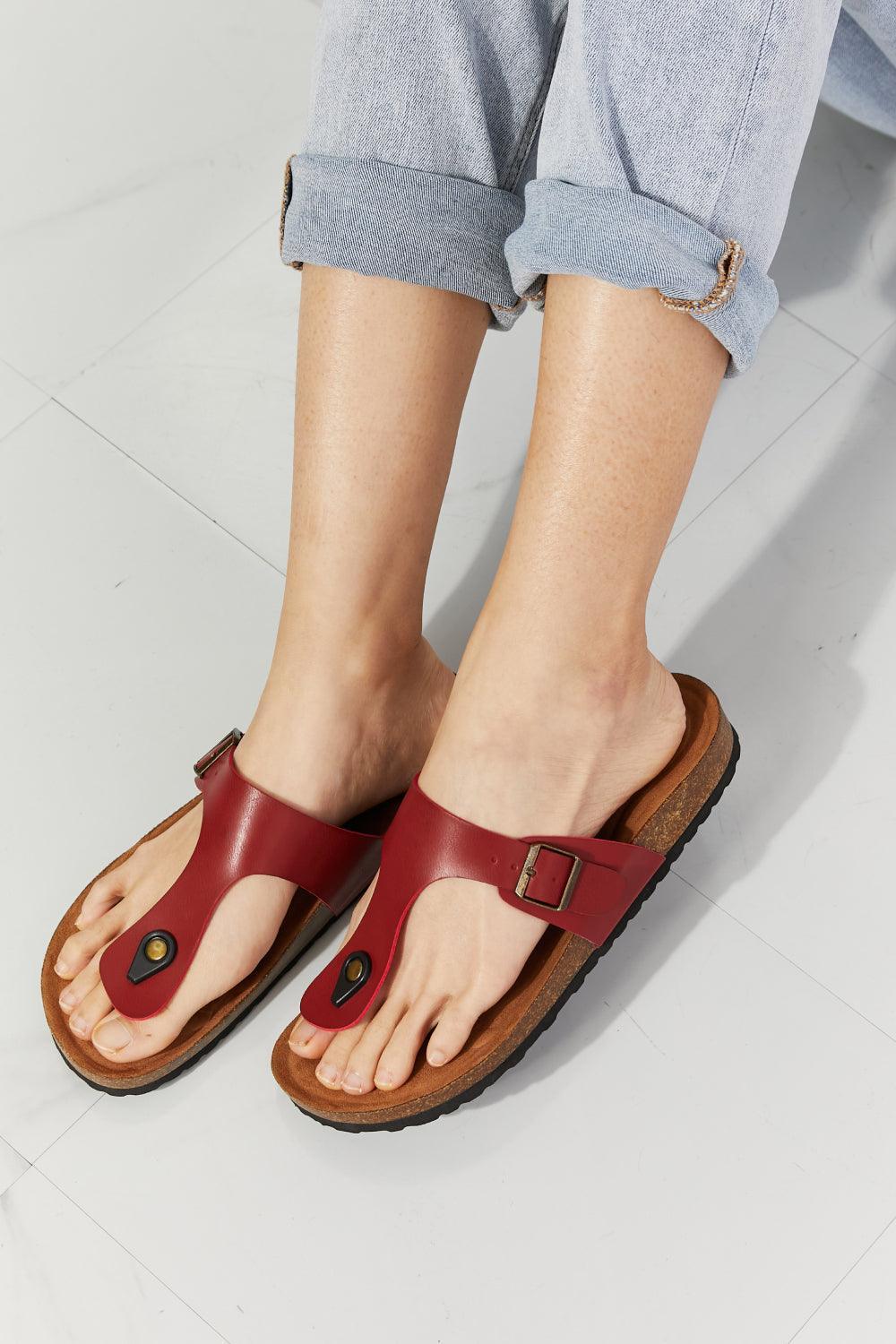 MMShoes Ultimate Comfort T-Strap Cork Footbed Sandals - MXSTUDIO.COM