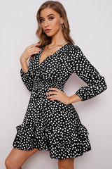 Made My Day Ruffle Hem Balloon Sleeve Mini Dress - MXSTUDIO.COM