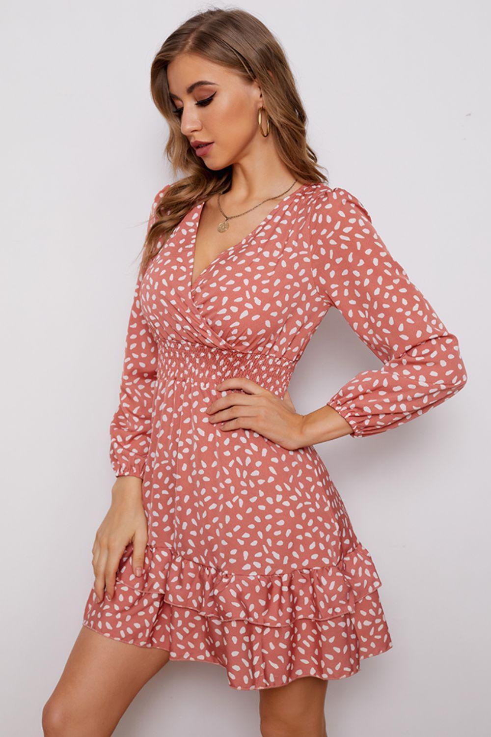 Made My Day Ruffle Hem Balloon Sleeve Mini Dress - MXSTUDIO.COM