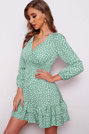 Made My Day Ruffle Hem Balloon Sleeve Mini Dress - MXSTUDIO.COM