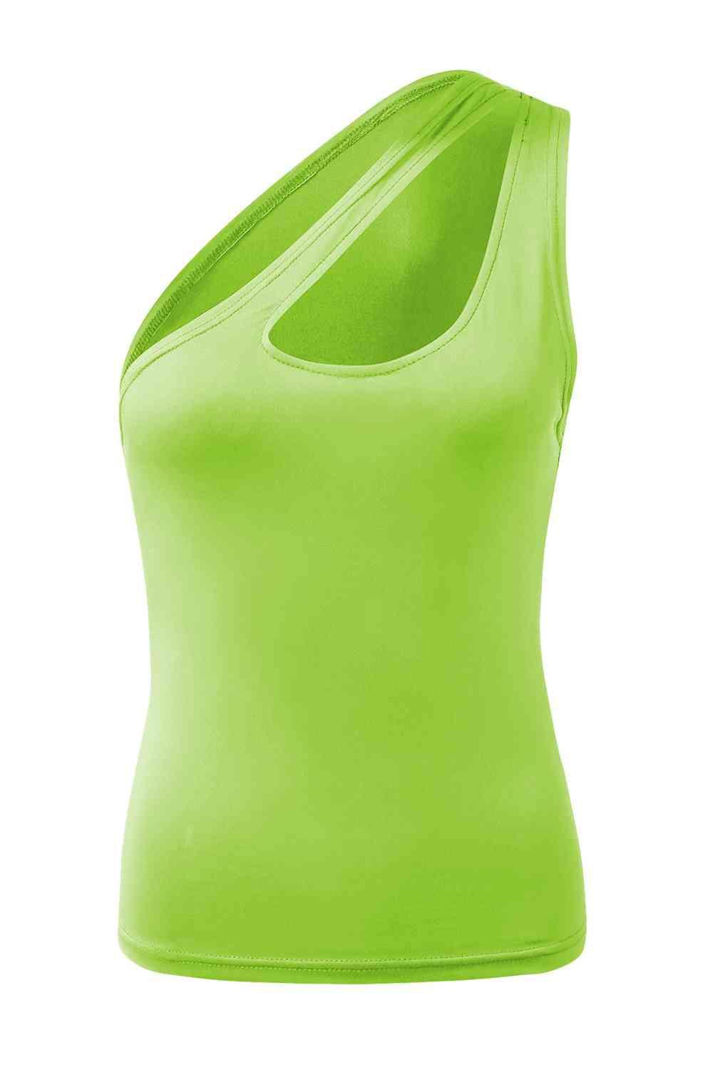 a women's neon green tank top with a cut out back