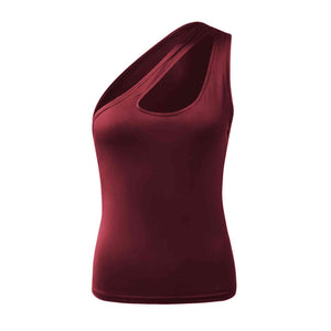 a women's tank top with one shoulder cut out