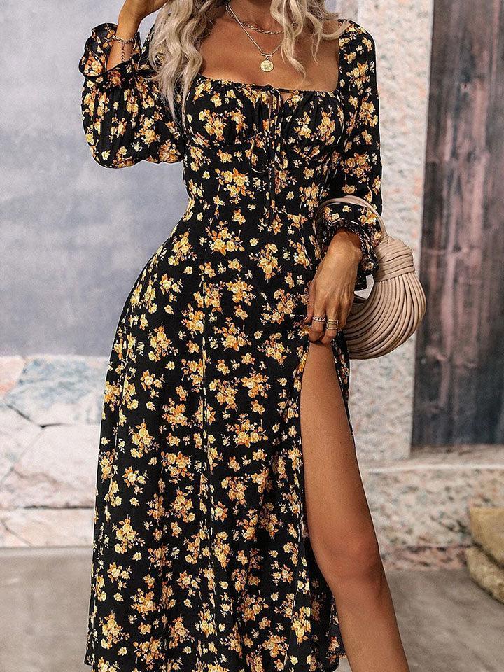 Magnific Summer Long Sleeve High Slit Dress - MXSTUDIO.COM