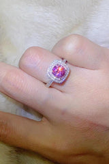 Majestic Platinum-Plated 1 Carat Pink Moissanite Ring - MXSTUDIO.COM