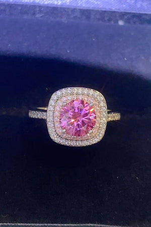 Majestic Platinum-Plated 1 Carat Pink Moissanite Ring - MXSTUDIO.COM