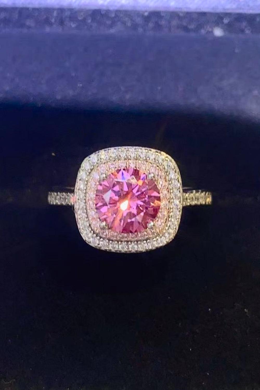 Majestic Platinum-Plated 1 Carat Pink Moissanite Ring - MXSTUDIO.COM