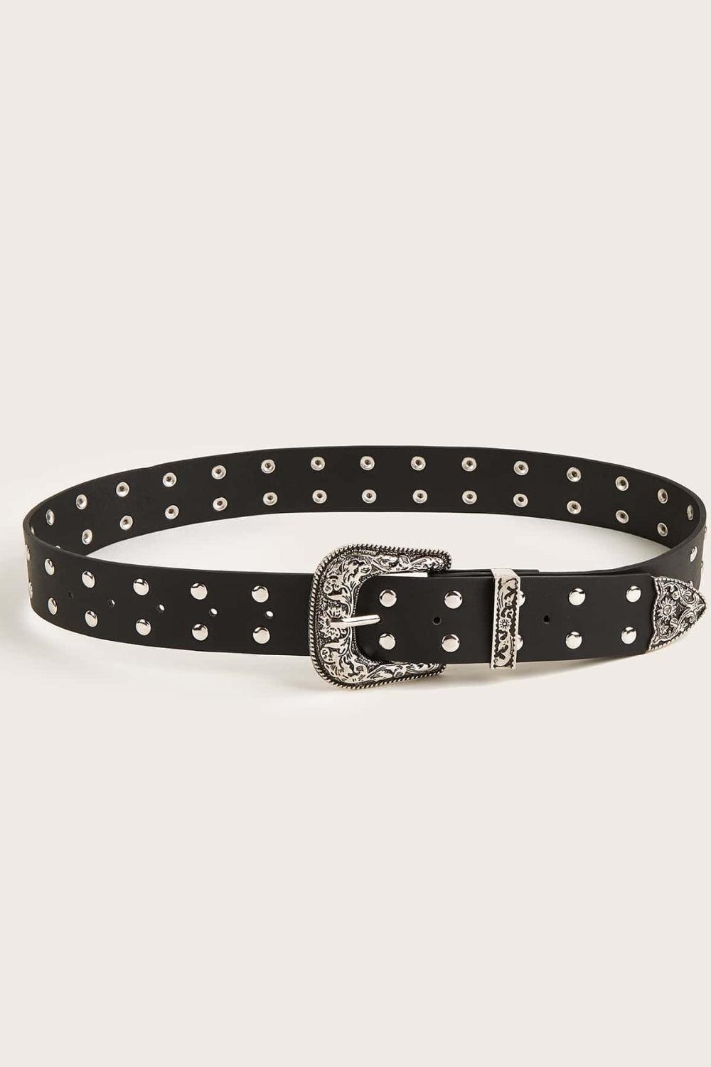 Make An Impact Double Row Studded Leather Belt - MXSTUDIO.COM