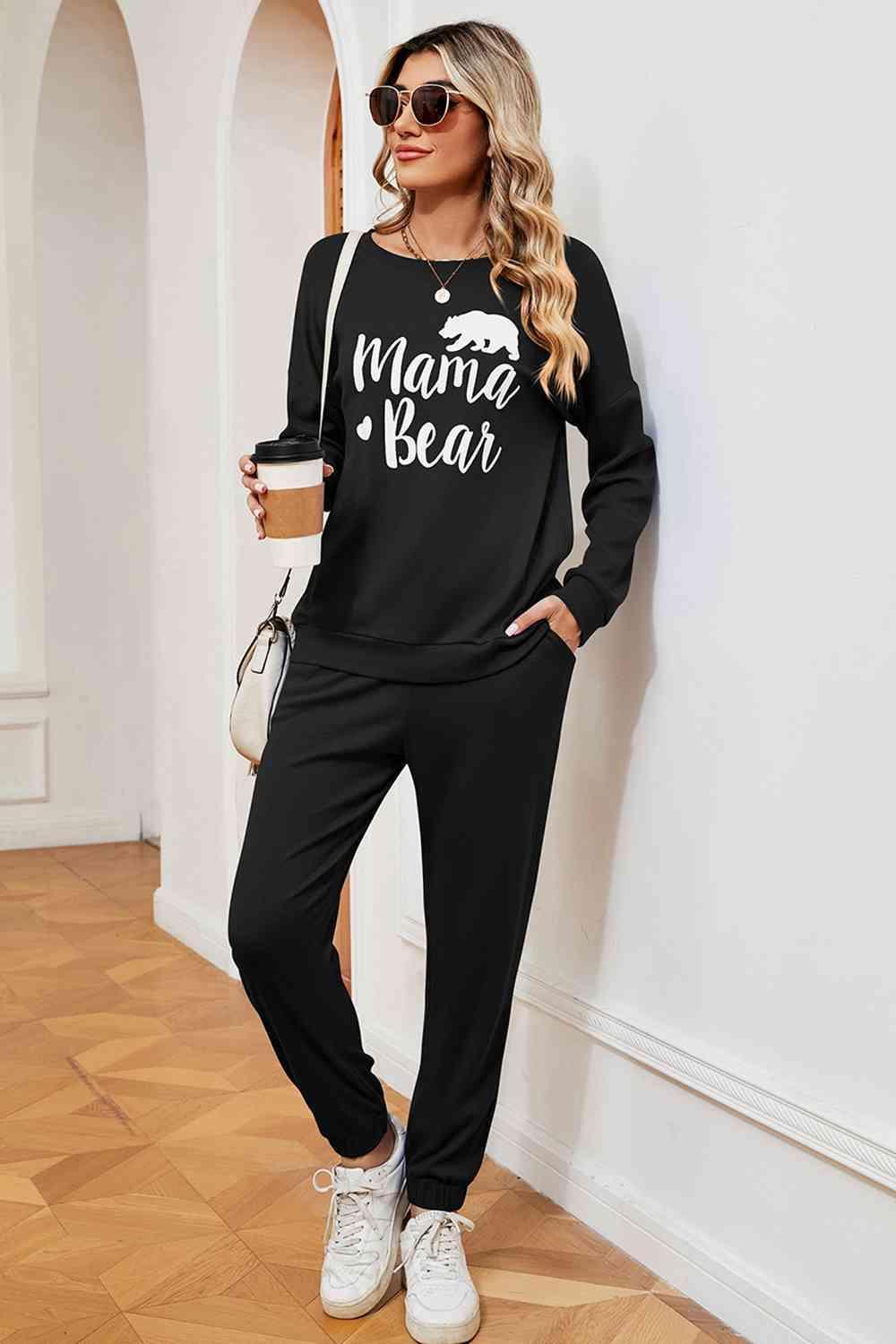 Mama Bear Graphic Sweatshirt and Sweatpants Set - MXSTUDIO.COM