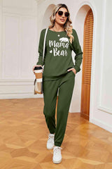 Mama Bear Graphic Sweatshirt and Sweatpants Set - MXSTUDIO.COM