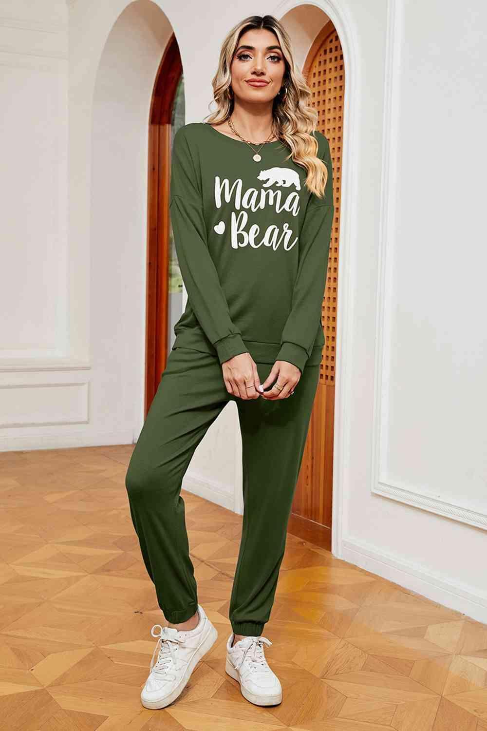 Mama Bear Graphic Sweatshirt and Sweatpants Set - MXSTUDIO.COM