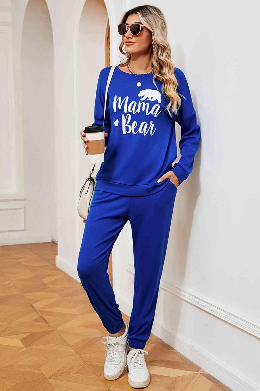 Mama Bear Graphic Sweatshirt and Sweatpants Set - MXSTUDIO.COM