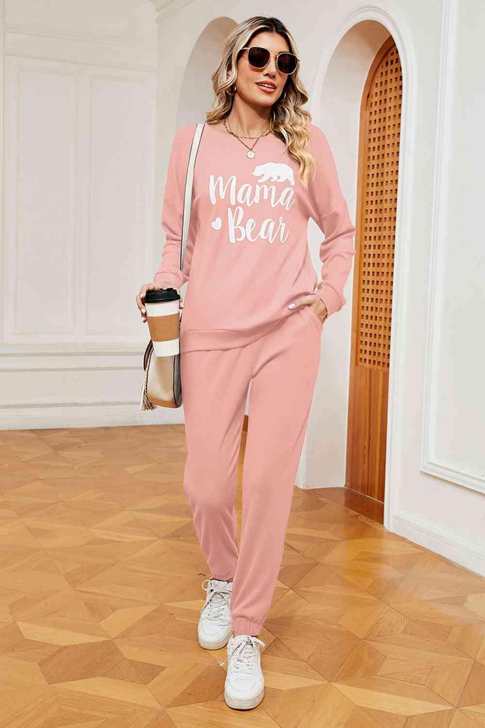 Mama Bear Graphic Sweatshirt and Sweatpants Set - MXSTUDIO.COM