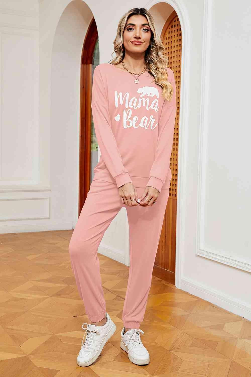 Mama Bear Graphic Sweatshirt and Sweatpants Set - MXSTUDIO.COM