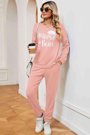 Mama Bear Graphic Sweatshirt and Sweatpants Set - MXSTUDIO.COM