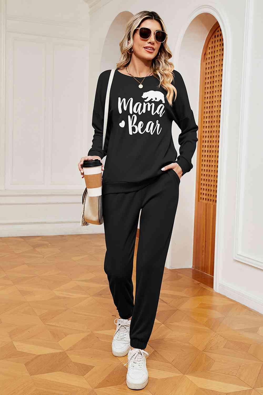 Mama Bear Graphic Sweatshirt and Sweatpants Set - MXSTUDIO.COM