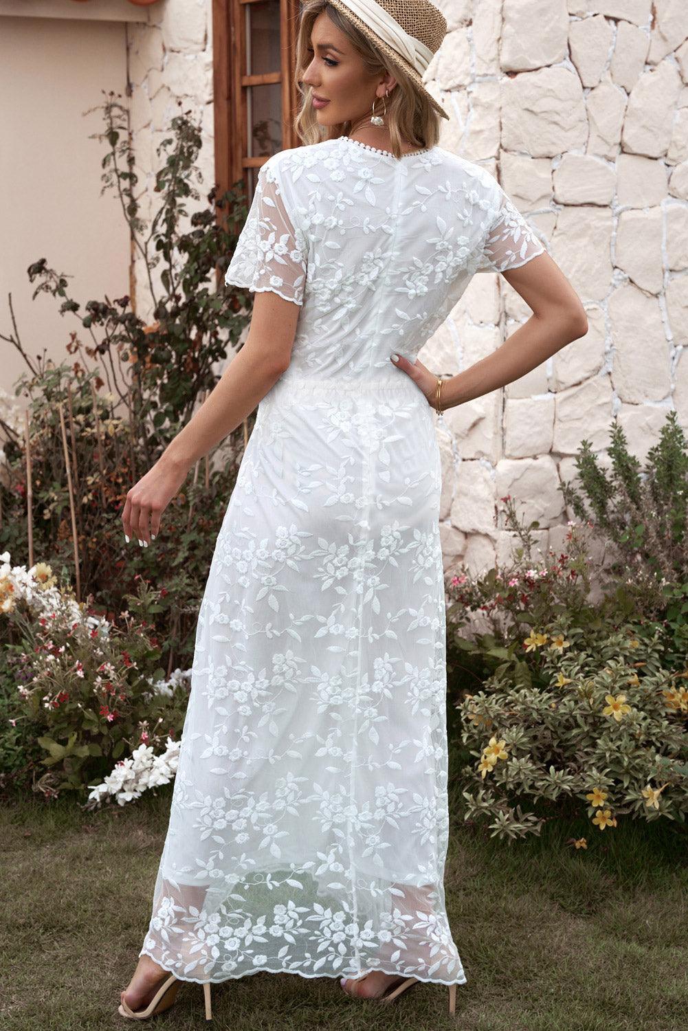 Marry Me Embroidered White Lace Maxi Dress - MXSTUDIO.COM