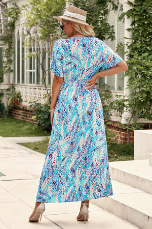 Marvelous Short Sleeve V Neck Maxi Dress - MXSTUDIO.COM