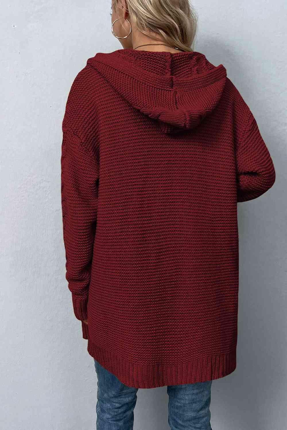 Maximum Comfort Cable Knit Hooded Cardigan-MXSTUDIO.COM