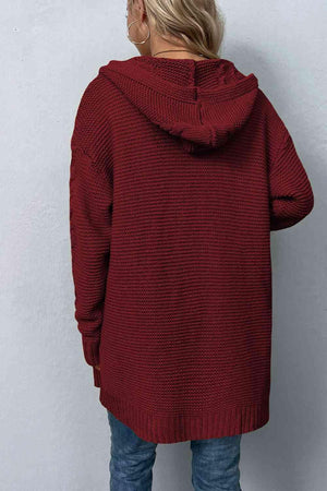 Maximum Comfort Cable Knit Hooded Cardigan-MXSTUDIO.COM