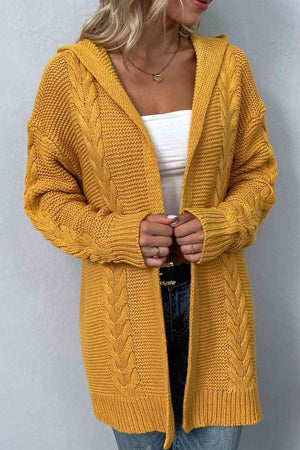 Maximum Comfort Cable Knit Hooded Cardigan-MXSTUDIO.COM