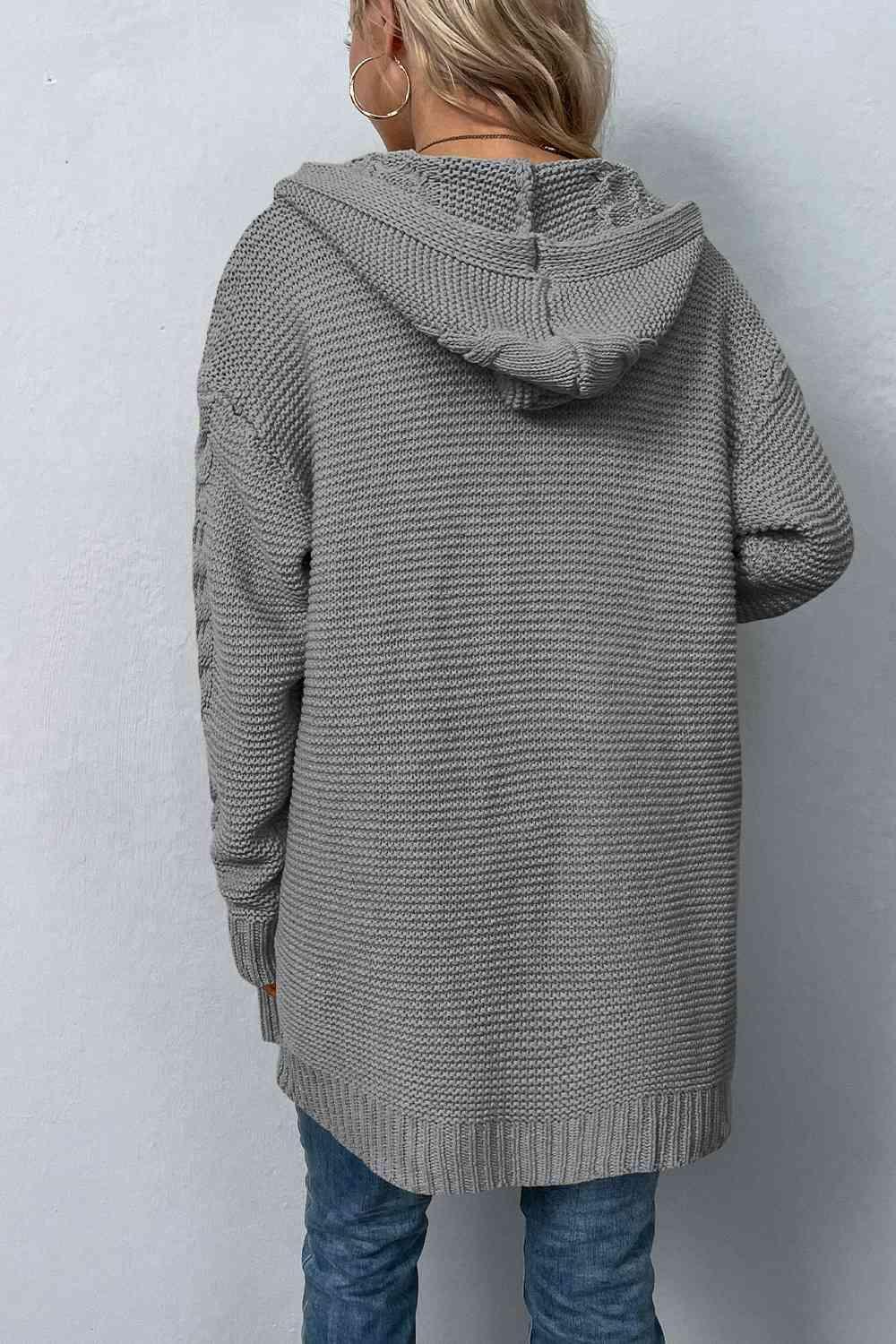 Maximum Comfort Cable Knit Hooded Cardigan-MXSTUDIO.COM