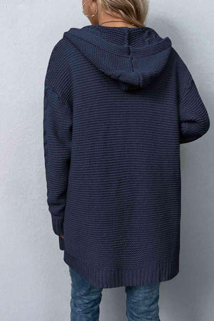 Maximum Comfort Cable Knit Hooded Cardigan-MXSTUDIO.COM