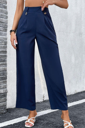 Me Time Pleated Waist High Rise Wide Leg Pants - MXSTUDIO.COM