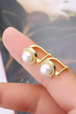 Mega Cool Inlaid Pearl Moissanite Earrings - MXSTUDIO.COM