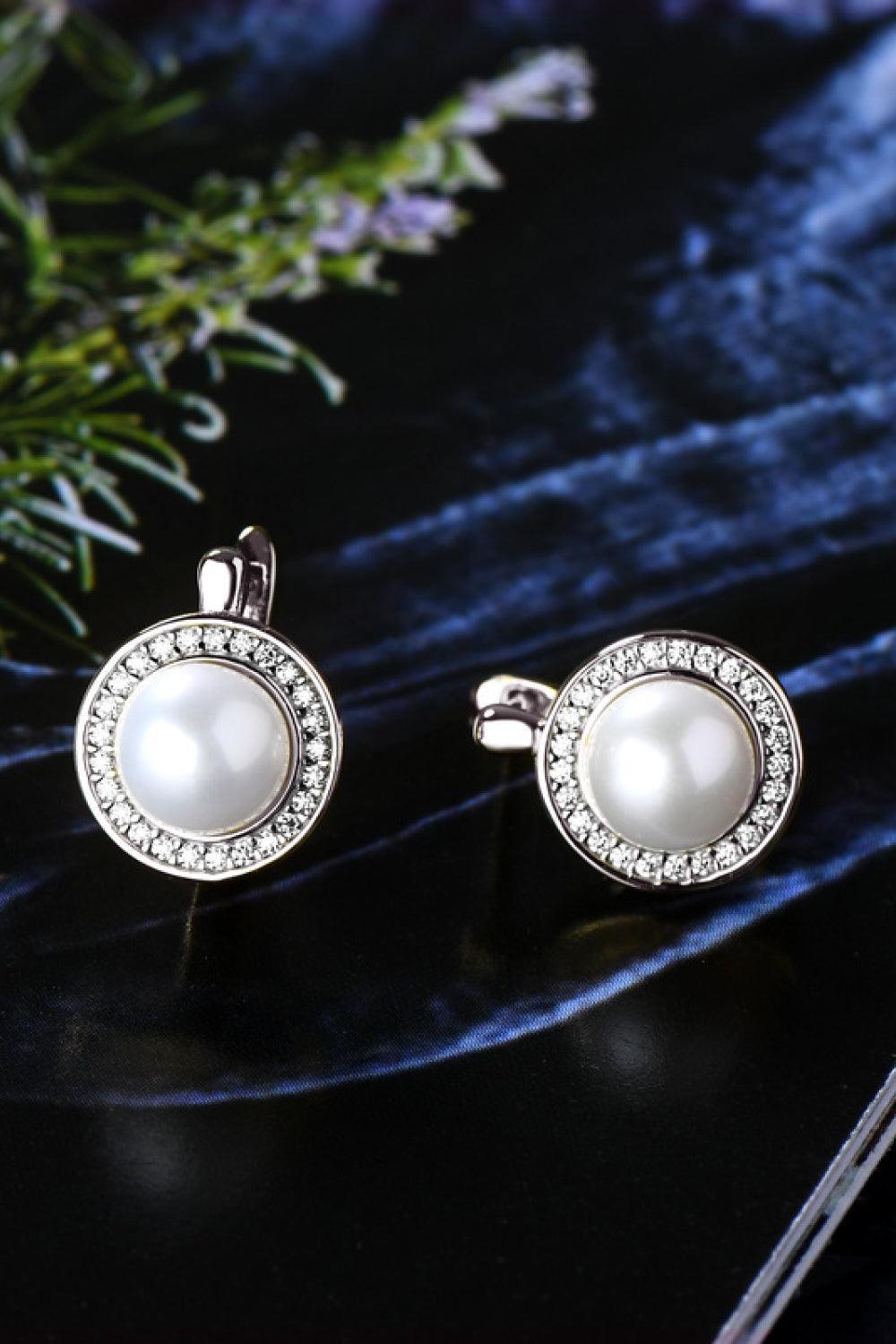 Mega Cool Inlaid Pearl Moissanite Earrings - MXSTUDIO.COM