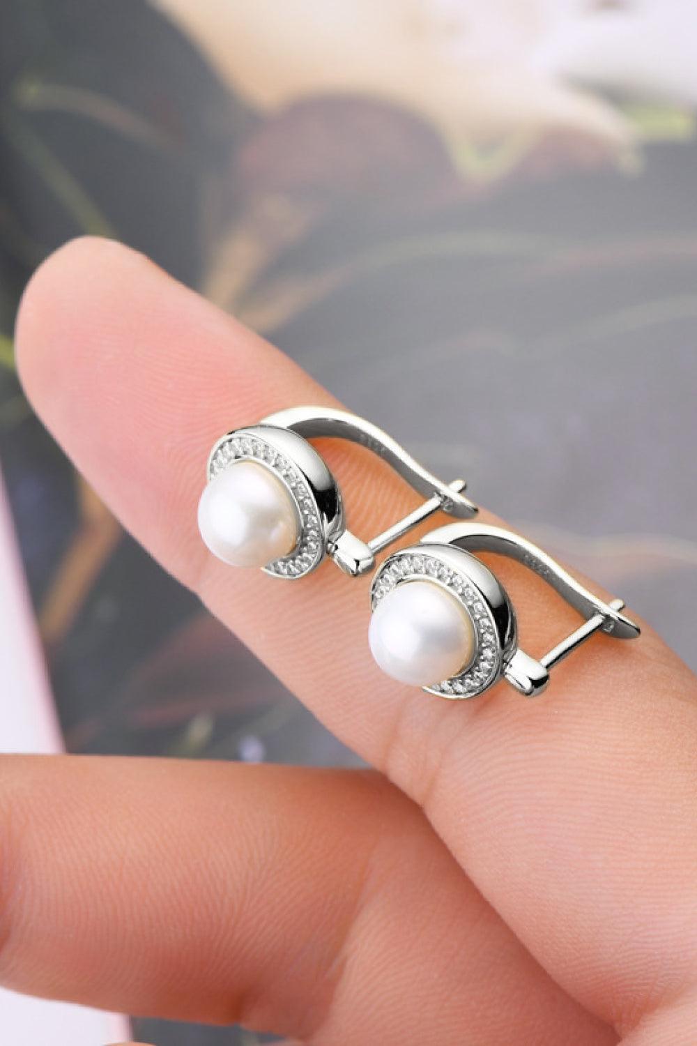 Mega Cool Inlaid Pearl Moissanite Earrings - MXSTUDIO.COM