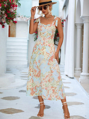 Mellow Floral Sweetheart Neck Dress - MXSTUDIO.COM