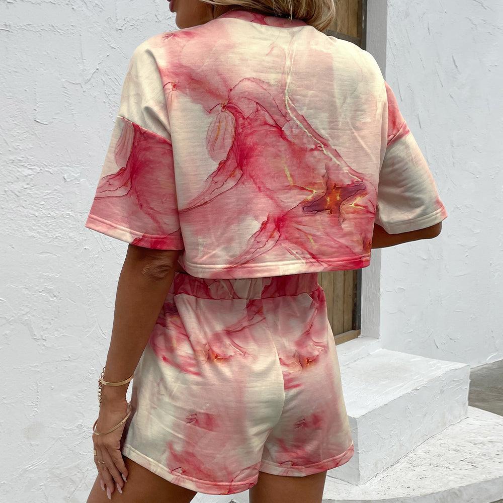 Mellow Vibe Dropped Shoulder Tie Dye Shorts Set - MXSTUDIO.COM