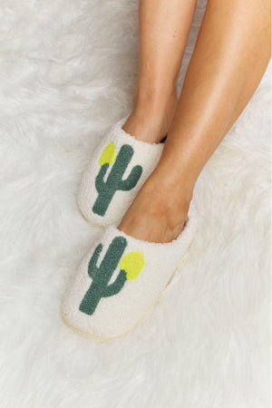 Melody Delightful Cactus Graphic Slip-On Plush Slippers - MXSTUDIO.COM