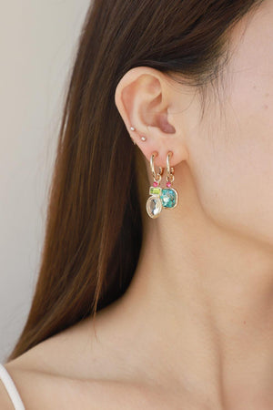 Memorable Day Crystal C-Shaped Drop Hoop Earrings - MXSTUDIO.COM