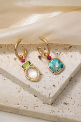 Memorable Day Crystal C-Shaped Drop Hoop Earrings - MXSTUDIO.COM