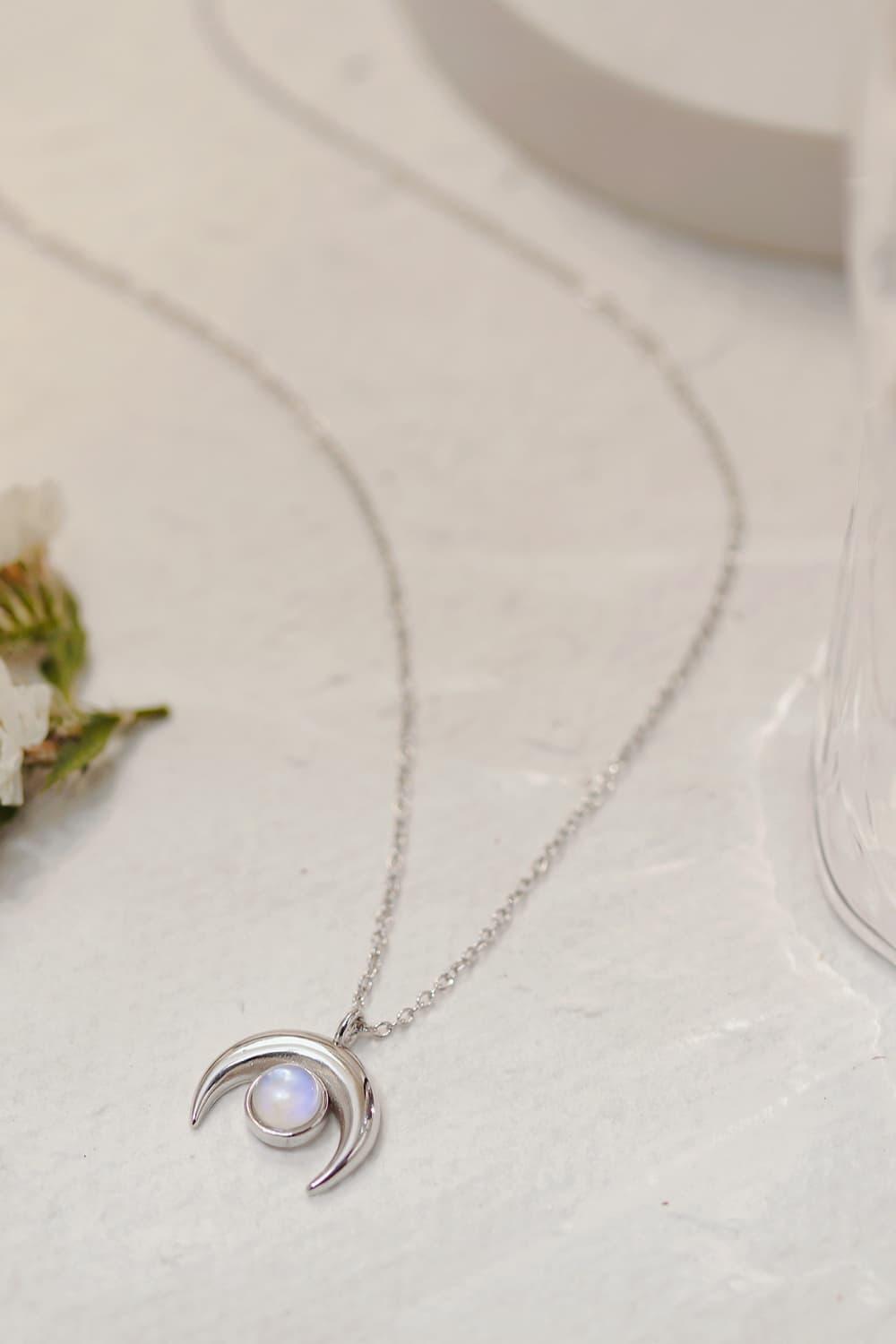 Memorable Natural Moonstone 925 Sterling Silver Necklace - MXSTUDIO.COM