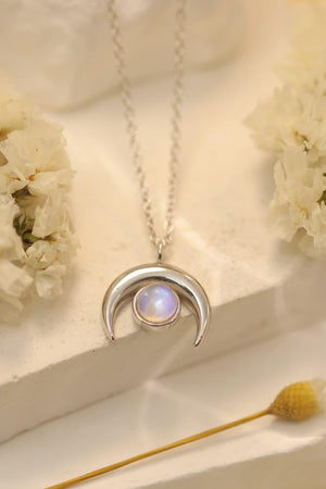 Memorable Natural Moonstone 925 Sterling Silver Necklace - MXSTUDIO.COM