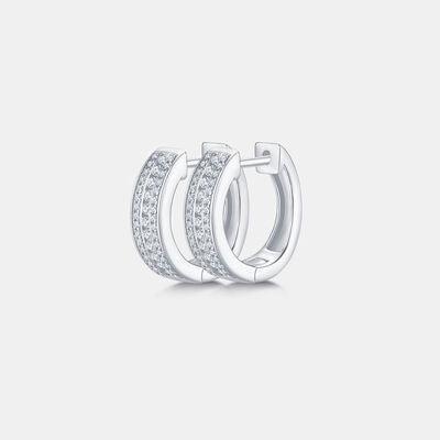 a pair of white gold and diamond hoop earrings