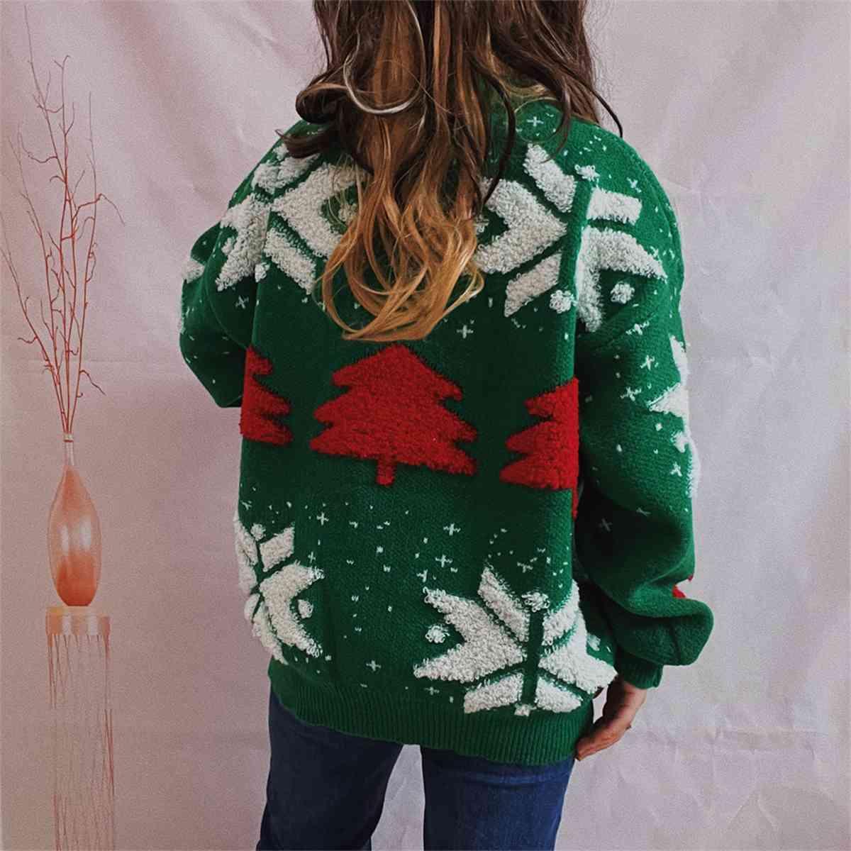 Memorable Time Long Sleeve Snowflake Sweater-MXSTUDIO.COM