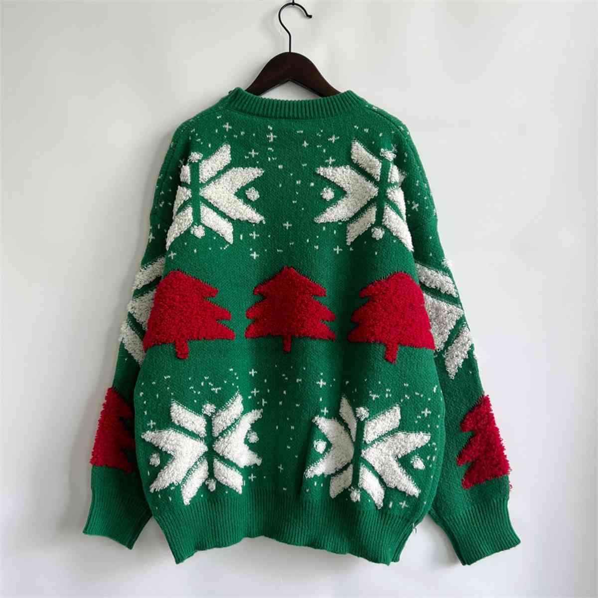 Memorable Time Long Sleeve Snowflake Sweater-MXSTUDIO.COM